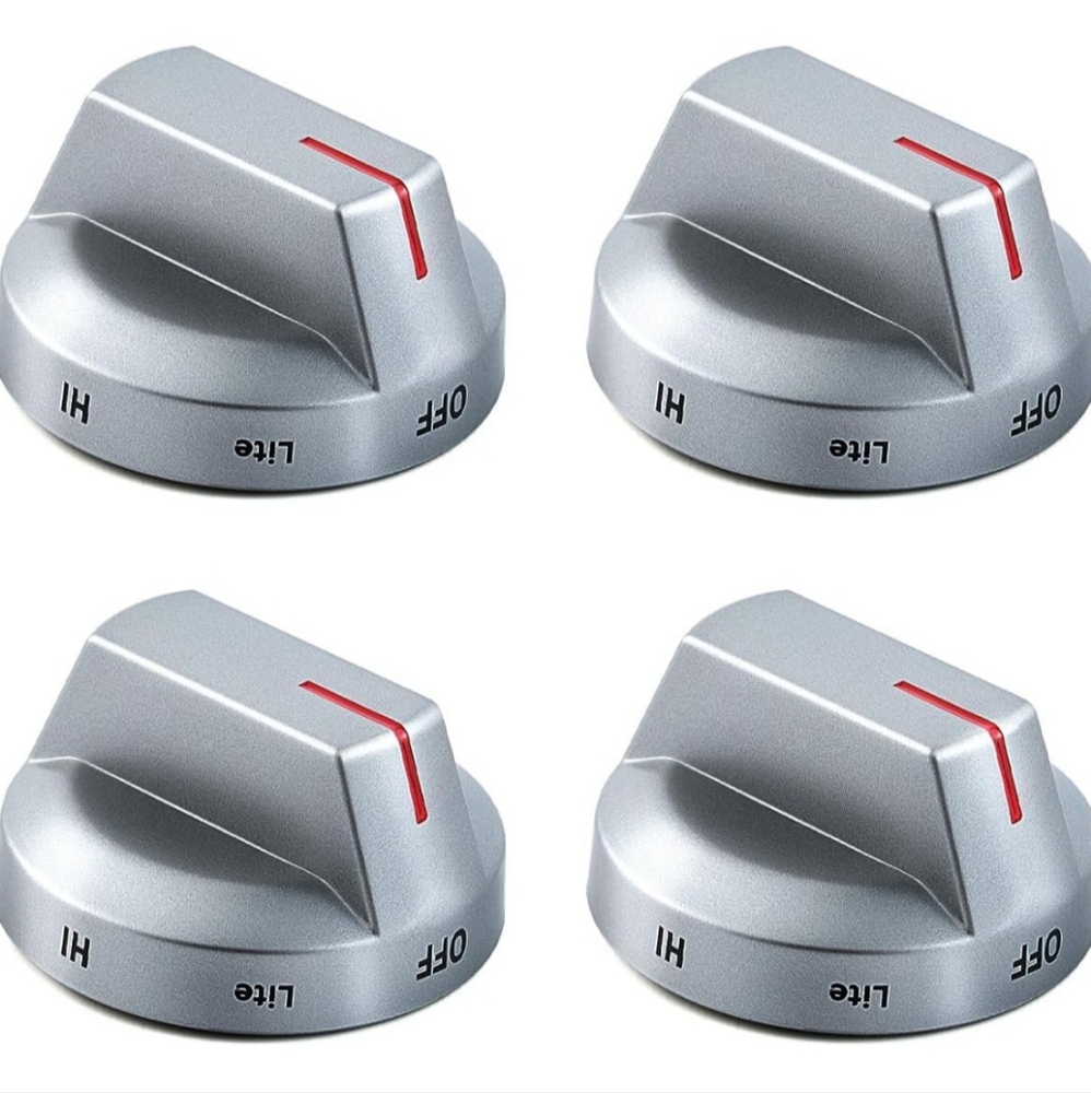 Replacement Silver Stove Knobs with Red Accent Samsung GE More
